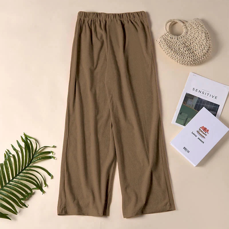 Buddha Stones Casual Corduroy Straight-leg Women's Pants With Pockets