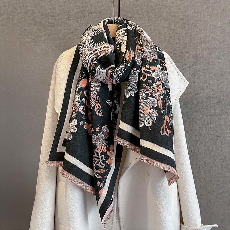 Buddha Stones Fall Phoenix Flowers Pattern Soft Scarf Shawl