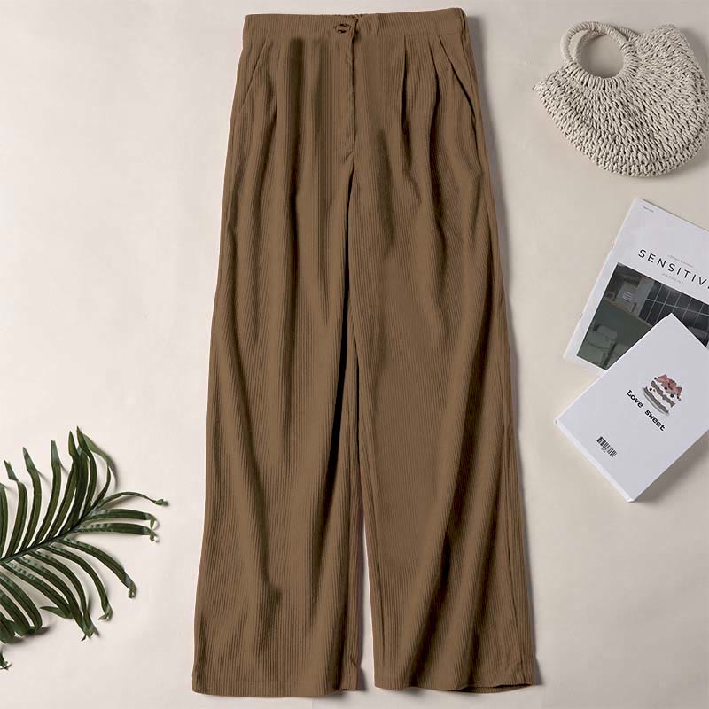 Buddha Stones Casual Corduroy Straight-leg Women's Pants With Pockets