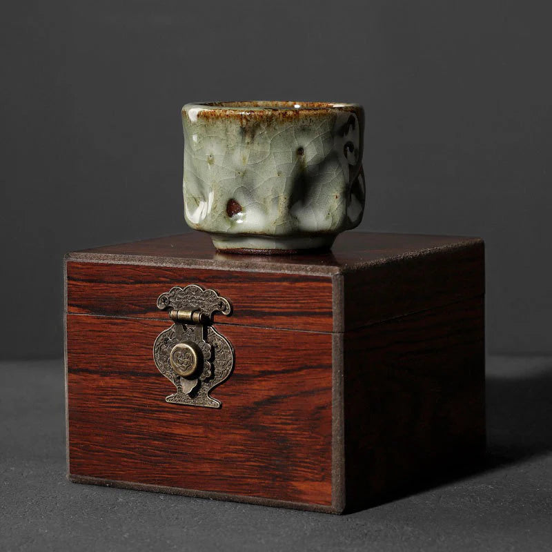 Buddha Stones Handcrafted Simple Cracked Ice Texture Chinese Jianzhan Ceramic Teacup Kung Fu Tea Cup