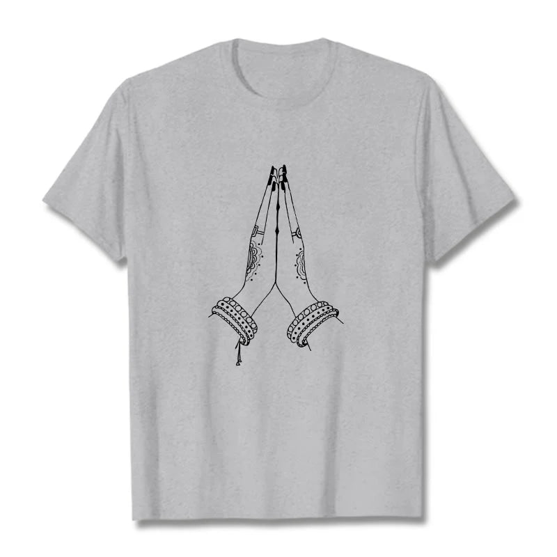Buddha Stones Put Hands Together Prayer Design Tee T-shirt