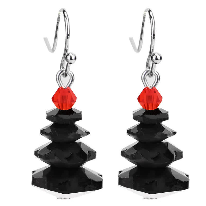 Buddha Stones Various Crystals Christmas Tree Amethyst Peace Healing Drop Earrings