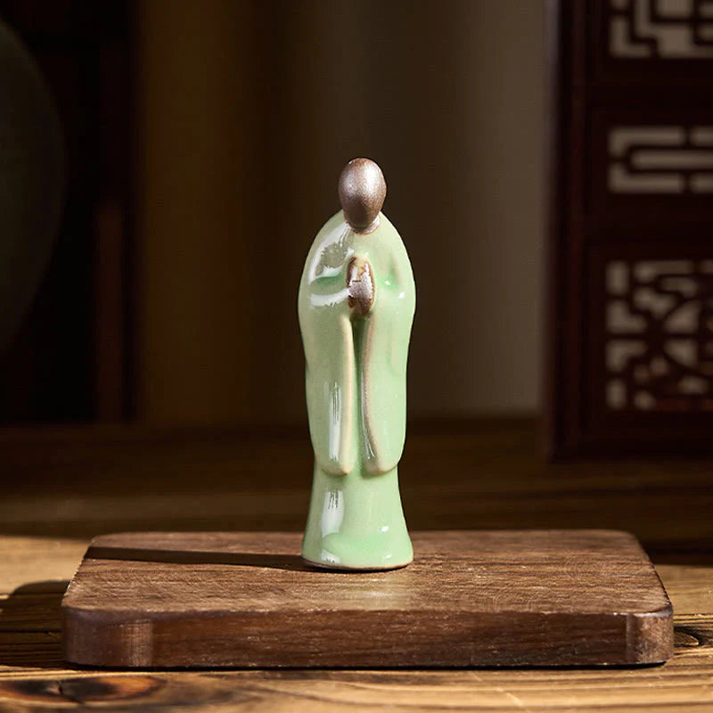 Buddha Stones Meditation Monk Ceramic Statue Serenity Home Decoration