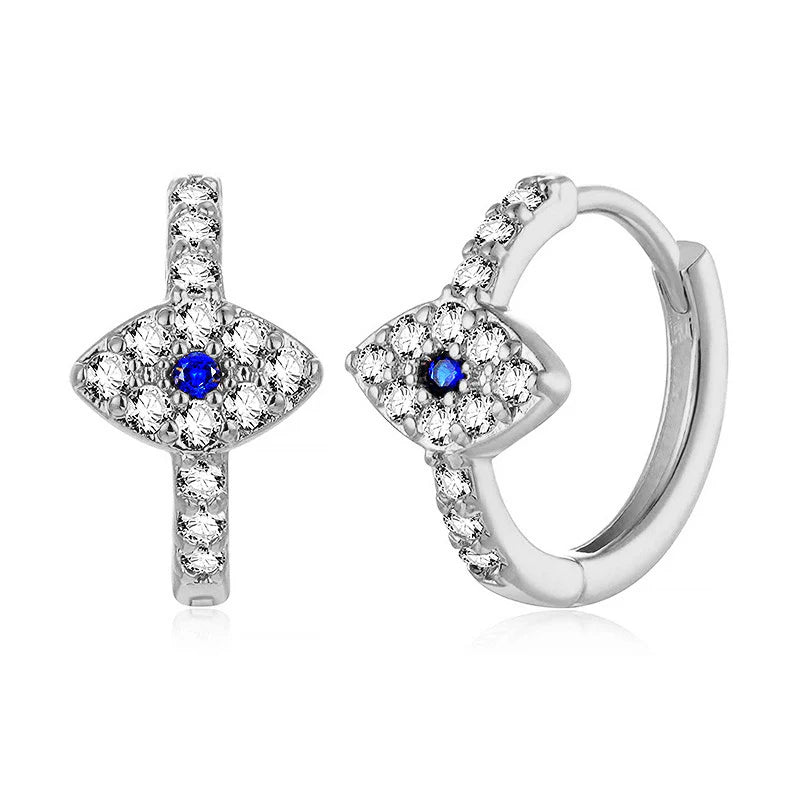 Buddha Stones 925 Sterling Silver Evil Eye Symbol Blessing Stud Earrings