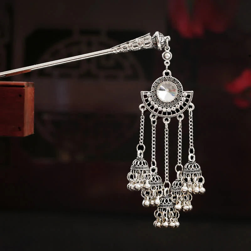 Buddha Stones Water Drop Lily of the Valley Flowers Tassels Confidence Hairpin
