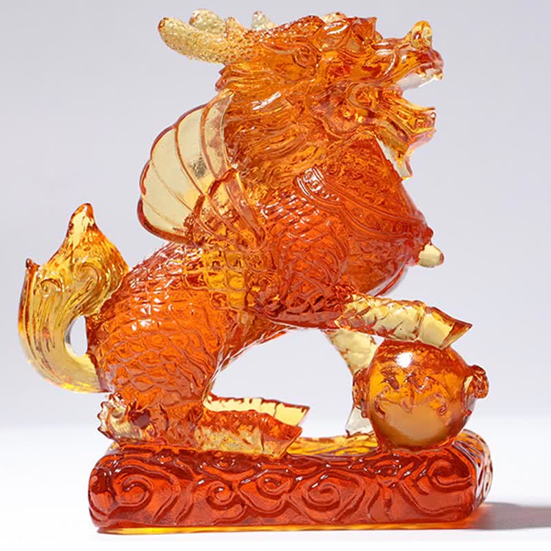 Buddha Stones Feng Shui Kirin Handmade Liuli Crystal Art Piece Fortune Home Office Decoration