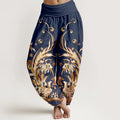 Buddha Stones Cotton Phoenix Butterfly Flower Pattern Women's Elastic Waist Harem Pants