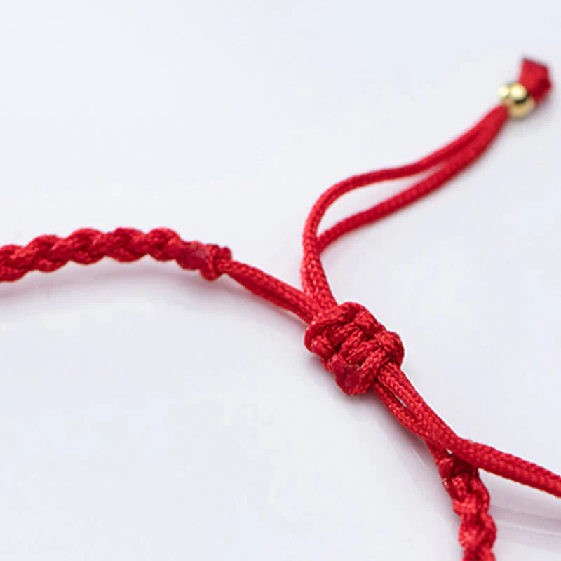 Buddha Stones 925 Sterling Silver Plated Gold Beads Red String Braided Protection Bracelet