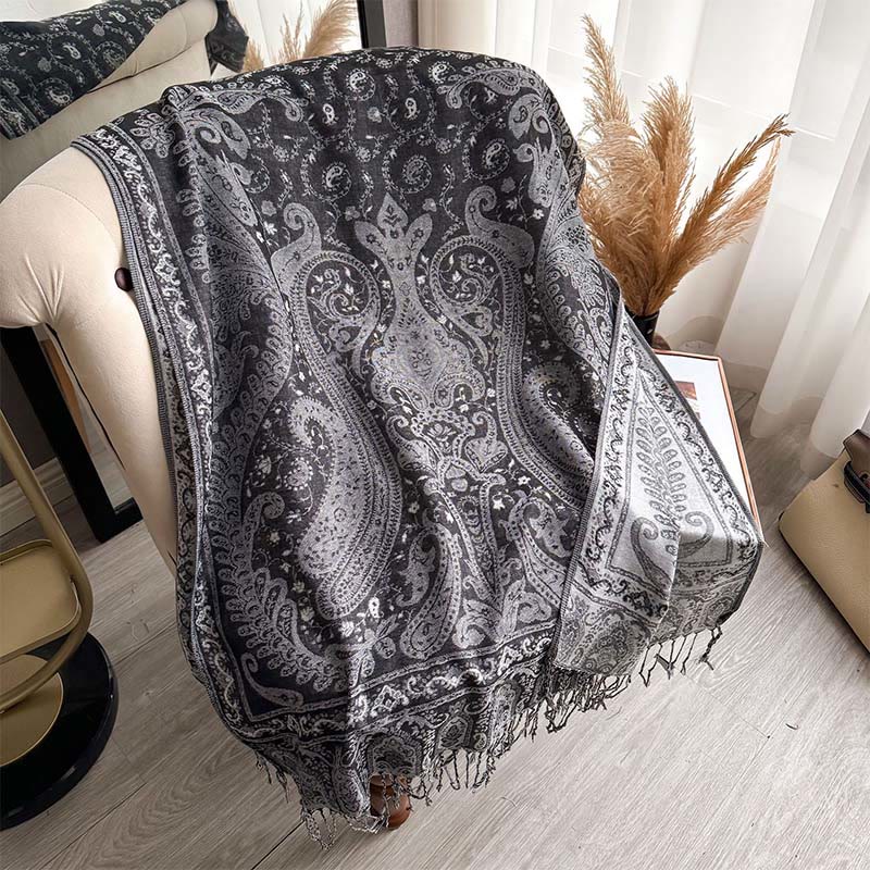 Buddha Stones Spring Floral Paisley Pattern Scarf Shawl With Tassels