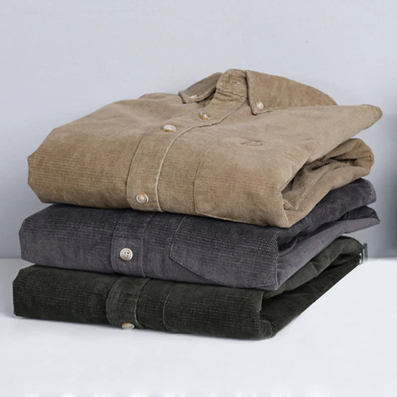 Buddha Stones Casual Corduroy Solid Color Men's Long Sleeve Cotton Thickened Jacket With Pockets