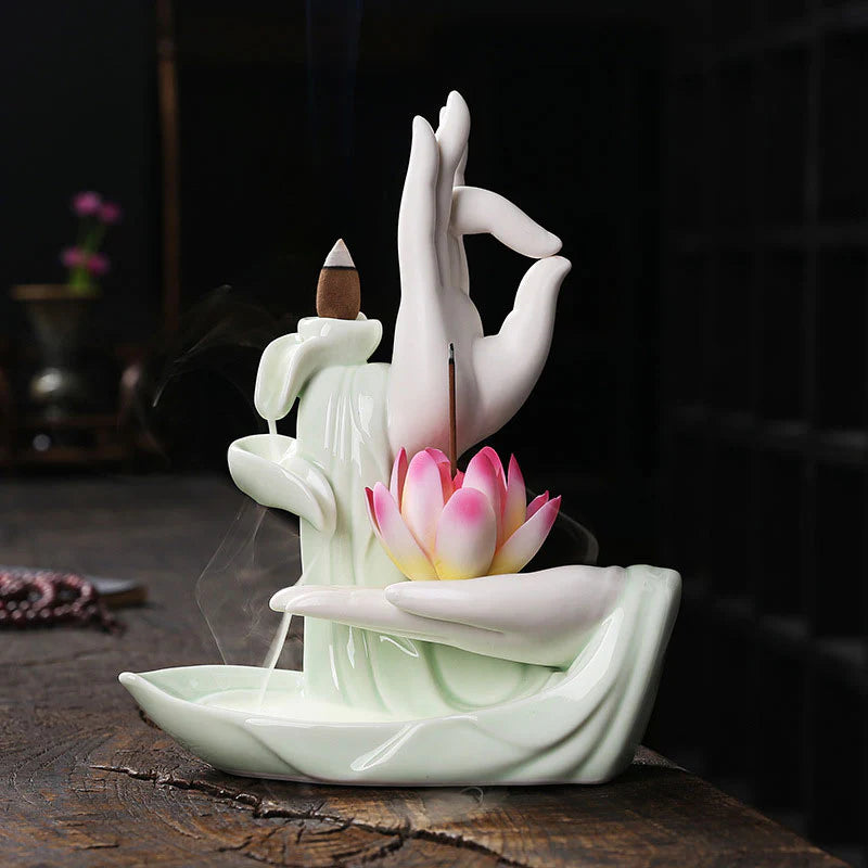 Buddha StonesTibetan Lotus Blessing Incense Burner Decoration (Extra 30% Off | USE CODE: FS30)