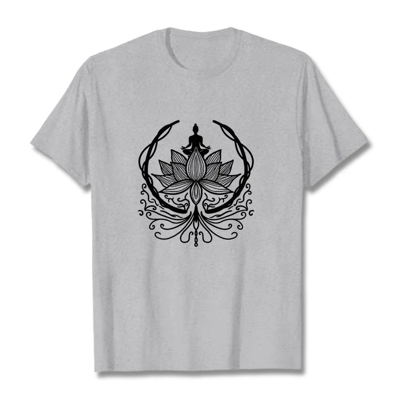 Buddha Stones Meditation Buddha Seated Inside A Lotus Flower Tee T-shirt