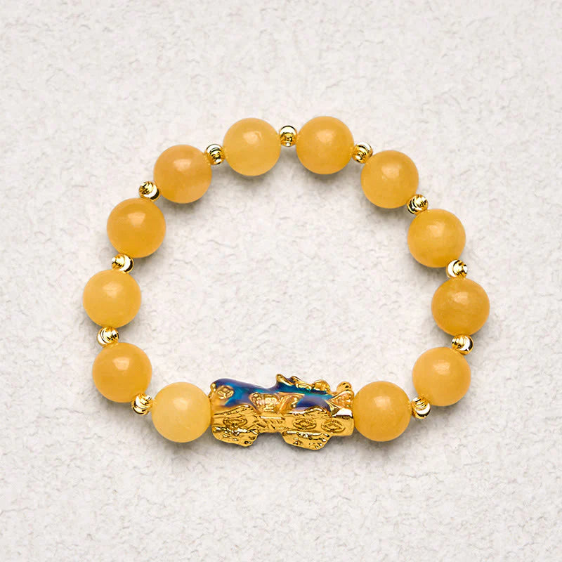 Buddha Stones Natural Topaz Color Change PiXiu Wealth Bracelet
