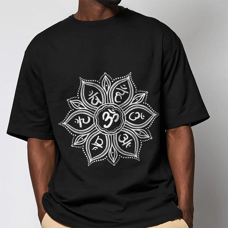 Buddha Stones Mandala Flower Om Mani Padme Hum Mantra Tee T-shirt