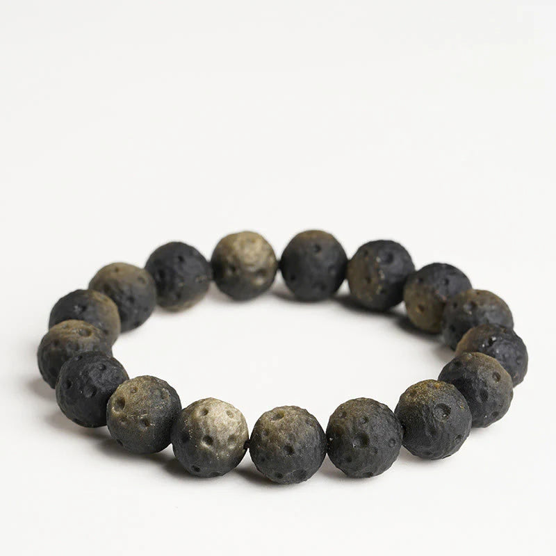 Buddha Stones Natural Silver Sheen Obsidian Gold Sheen Obsidian Round Beads Protection Bracelet