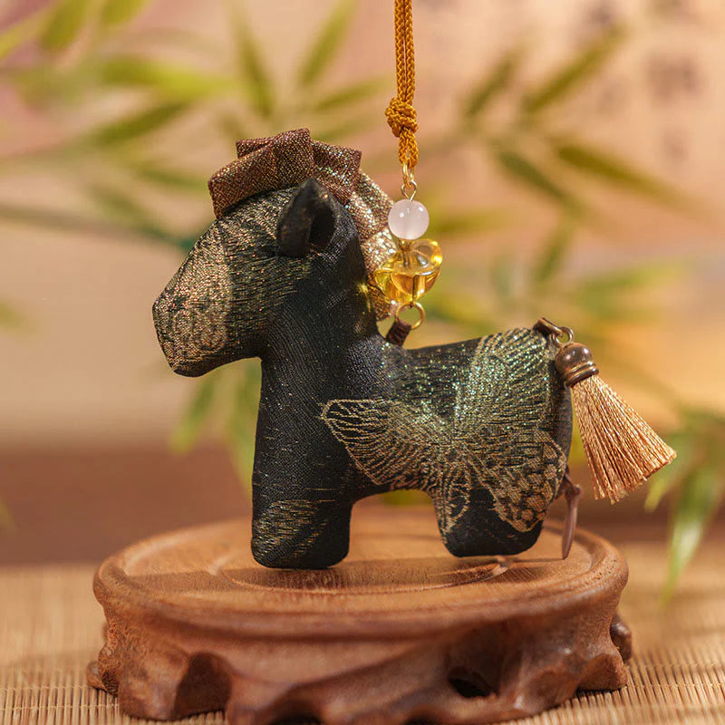 Buddha Stones Year Of The Horse Red String Tassel Embroidery Hanging Decoration