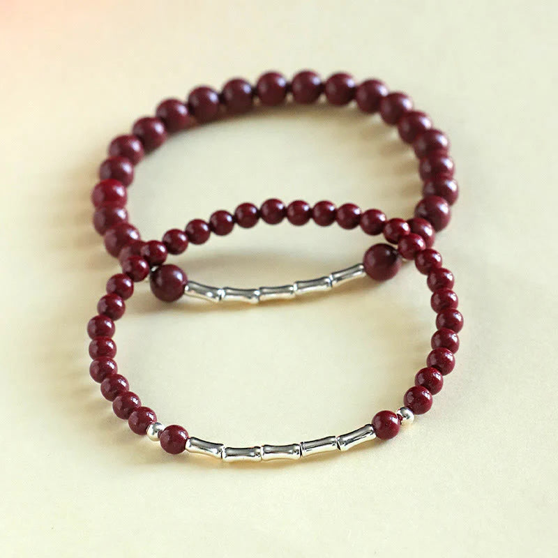 Buddha Stones Cinnabar 925 Sterling Silver Calm Concentration Bracelet
