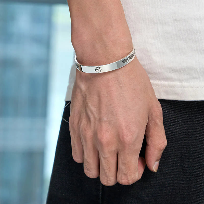 Buddha Stones Bagua mantra Symbol Copper Plated Silver Wealth Bracelet Bangle