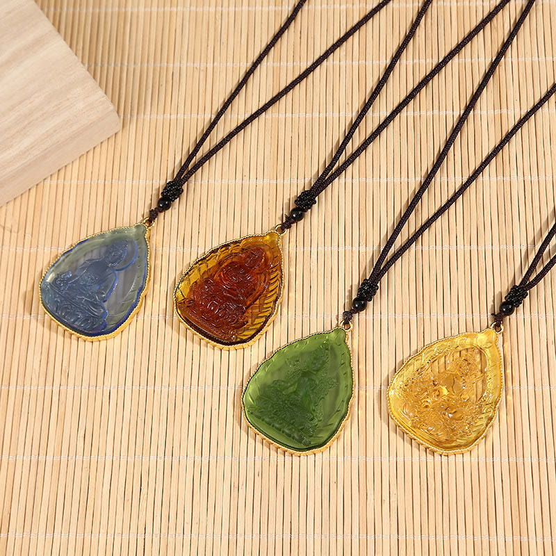 Buddha Stones Tibetan Buddha Liuli Crystal Serenity Necklace Pendant
