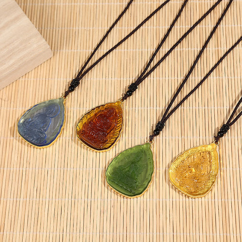 Buddha Stones Tibetan Buddha Liuli Crystal Serenity Necklace Pendant