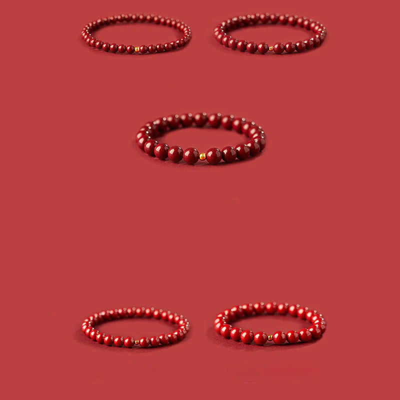 Buddha Stones 999 Gold Cinnabar Simple Design Concentration Bracelet