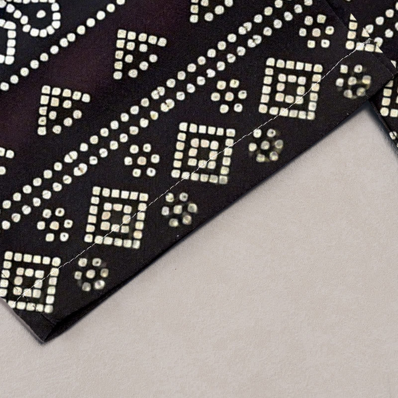 Buddha Stones Pure Cotton Geometric Diamond Motifs Dots Pattern Women's Elastic Waist Pants With Pockets