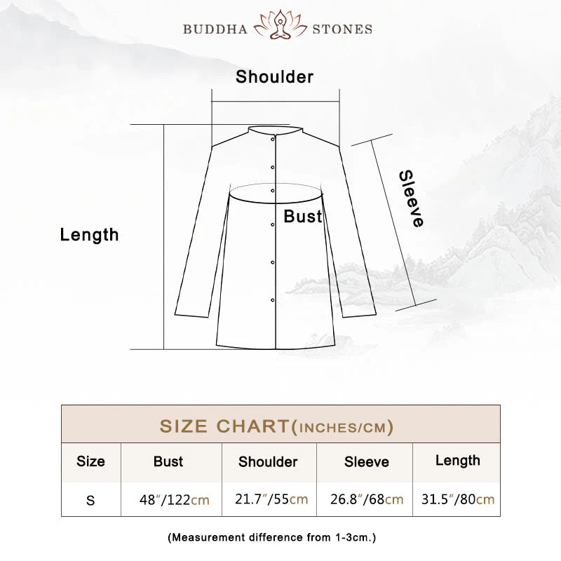 Buddha Stones Plain Long Sleeve Coat Jacket Top Wide Leg Pants Zen Tai Chi Yoga Meditation Clothing