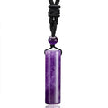 Buddha Stones Various Crystal Rose Quartz Green Aventurine Amethyst Cylinder Healing Necklace Pendant