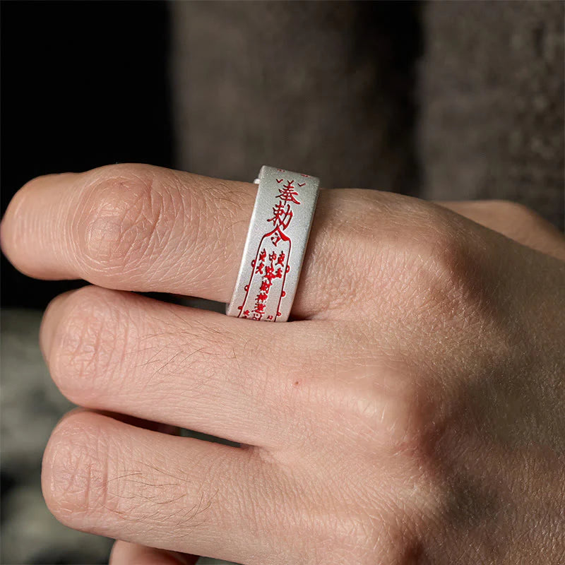 Buddha Stones Copper Word Adjustable Balance Ring