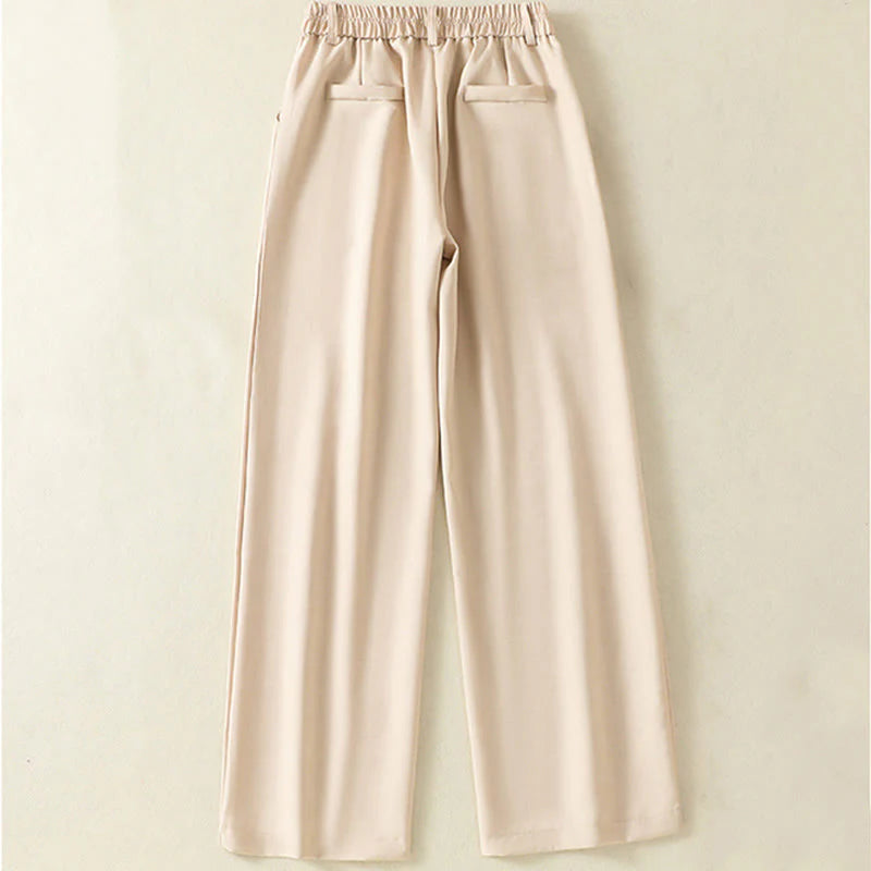 Buddha Stones Vintage Elastic Waistband Design Drawstring Women's Cotton Pants With Pockets