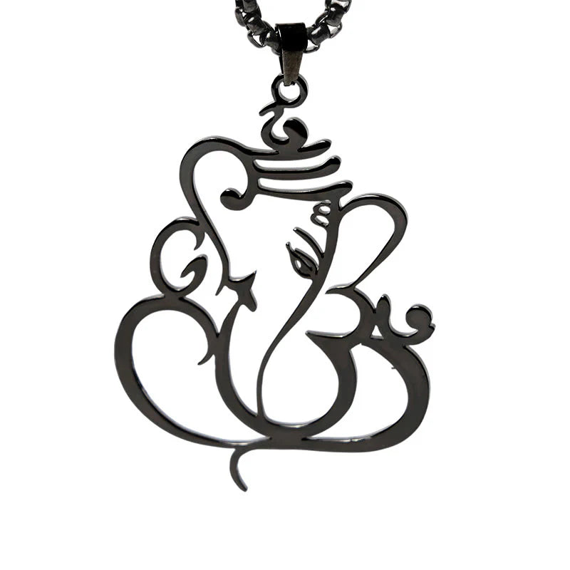 Buddha Stones Ganesh Elephant Stainless Steel Protection Necklace Pendant