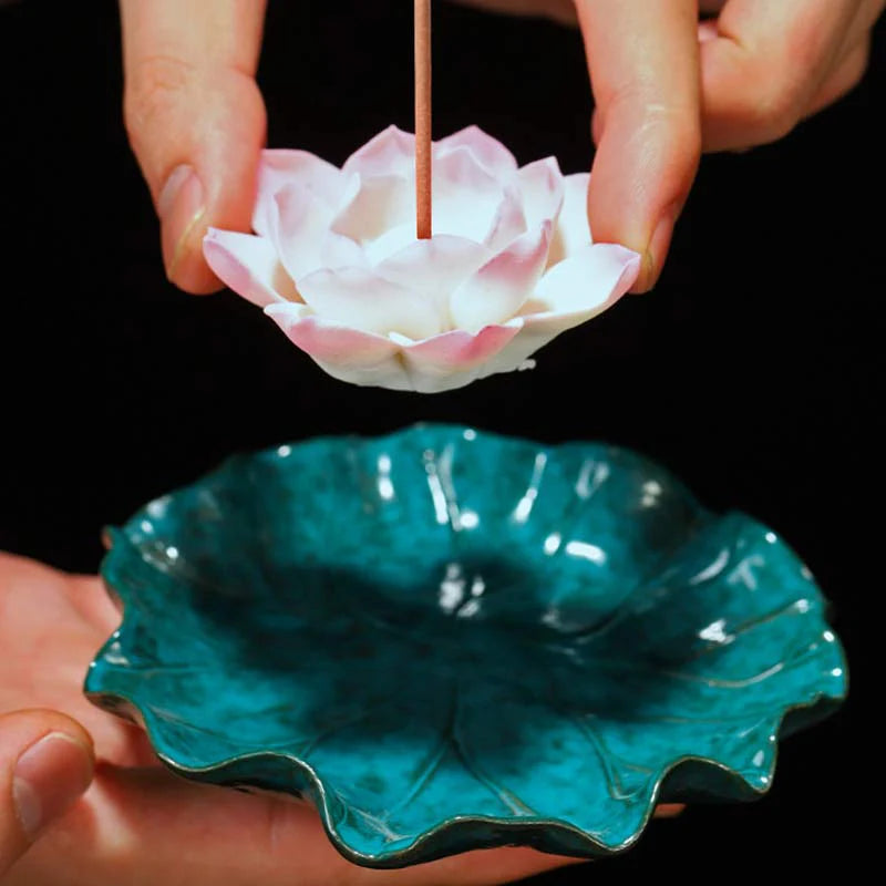 Buddha Stones Tibetan Lotus Blessing Incense Burner Decoration (Extra 30% Off | USE CODE: FS30)