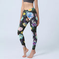 Buddha Stones Colorful Watercolor Style Flower Pattern Print Gym Leggings Women's Yoga Pants