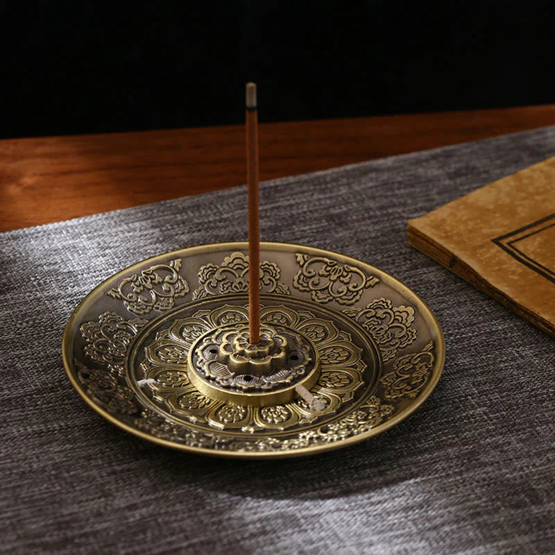 Buddha Stones Lotus Dragon Phoenix Eight Auspicious Symbols Zinc Alloy Incense Stick Holder Healing Incense Burner Decoration (Extra 35% Off | USE CODE: FS35)