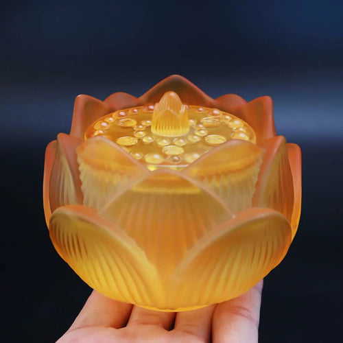 Buddha Stones Lotus Liuli Crystal Healing Meditation Incense Burner