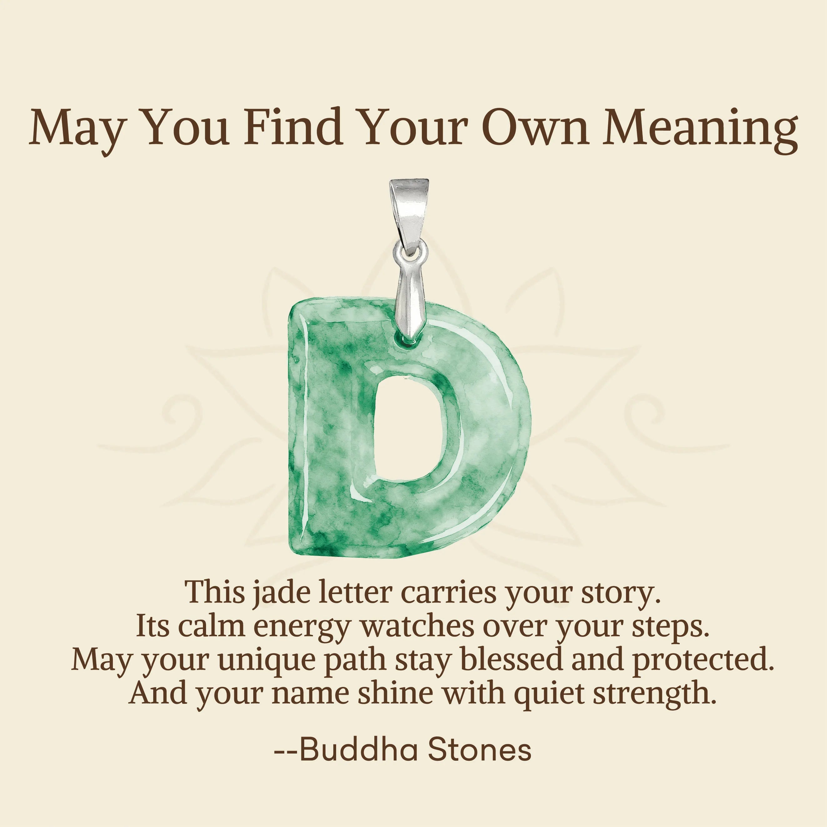 Buddha Stones May You Find Your Own Meaning Natural A-Z Letter Jade 925 Sterling Silver Chain Necklace Includes Gift Message Card