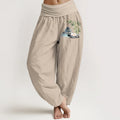 Buddha Stones Pure Cotton Bamboo Flower Stones High Waist Women's Harem Pants