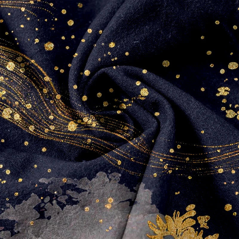 Buddha Stones Pure Cotton Flower Petal Pattern Women's Elastic Waist Pants With Pockets