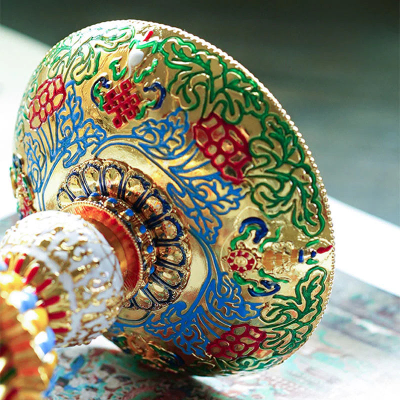Buddha Stones Lotus Liuli Glass Eight Auspicious Symbols Base Enlightenment Home Decoration