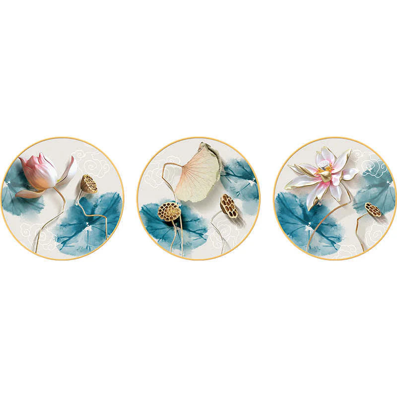 Buddha Stones 3Pcs Lotus Flower Meditation Enlightenment Wall Art Stickers