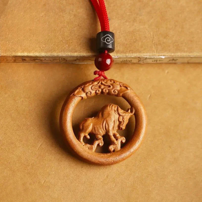 Buddha Stones Peach Wood Chinese Zodiac Year Of The Horse Ward Off Evil Spirits Necklace Pendants