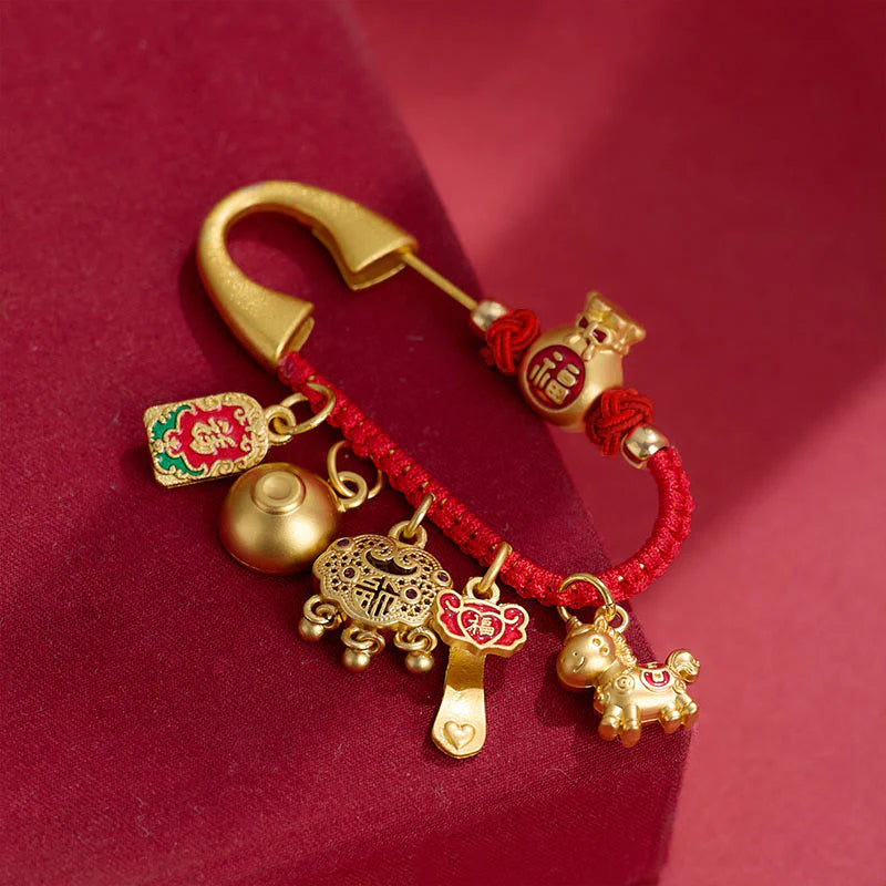 Buddha Stones Wishing You Fortune and Good Luck Year of the Horse Brooch Includes Gift Message Card