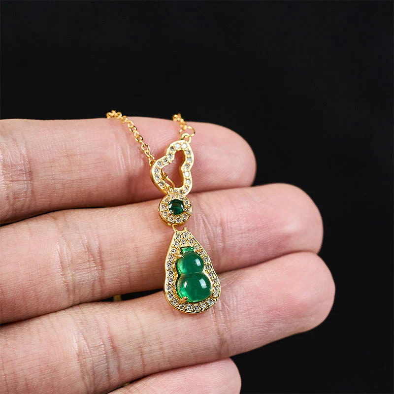 Buddha Stones Colorful Gourd Hollow Design Copper Balance Necklace Pendant