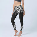 Buddha Stones Gorgeous Minimalist Style Flower Pattern Print Gym Leggings Women's Yoga Pants