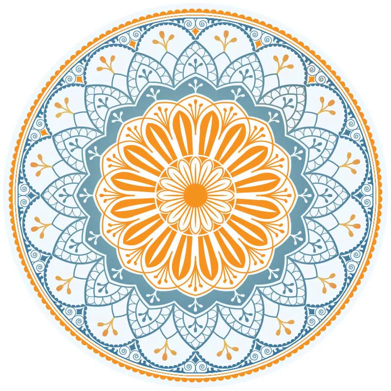 Buddha Stones Tibetan Lotus Mandala Enlightenment Foldable Natural Rubber Yoga Mat Decoration