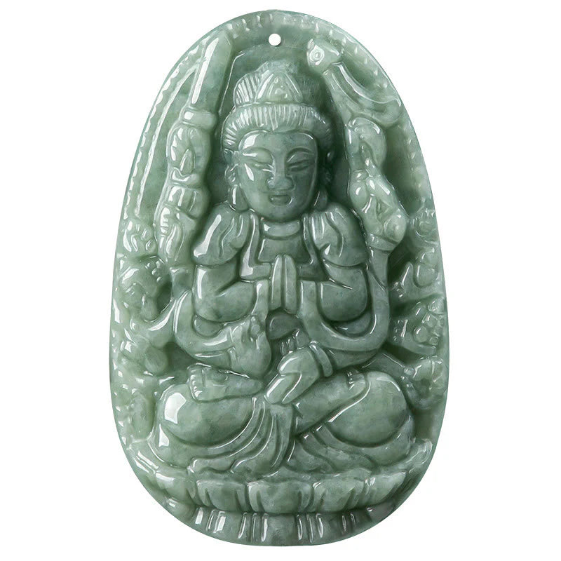 Buddha Stones Chinese Zodiac Natal Buddha Natural Jade Wealth Prosperity Necklace Pendant (Extra 30% Off | USE CODE: FS30)