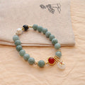 Buddha Stones Natural Jade Red Agate Pearl Bow Tie Luck Bracelet