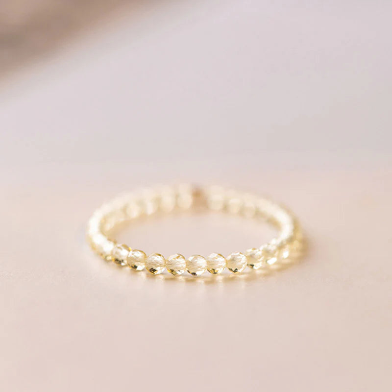 Buddha Stones Natural Citrine Happiness Prosperity Ring