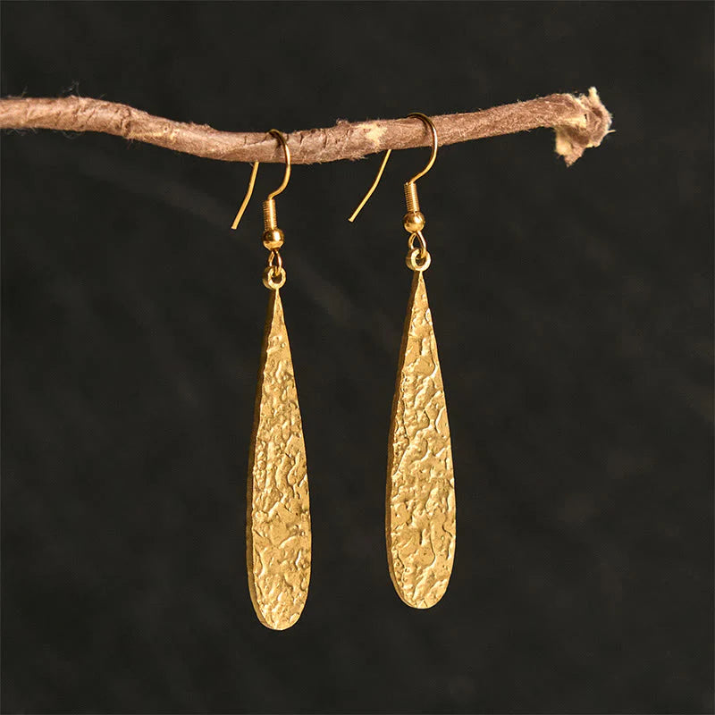 Buddha Stones Elegant Titanium Steel Balance Hammer Marks Earrings
