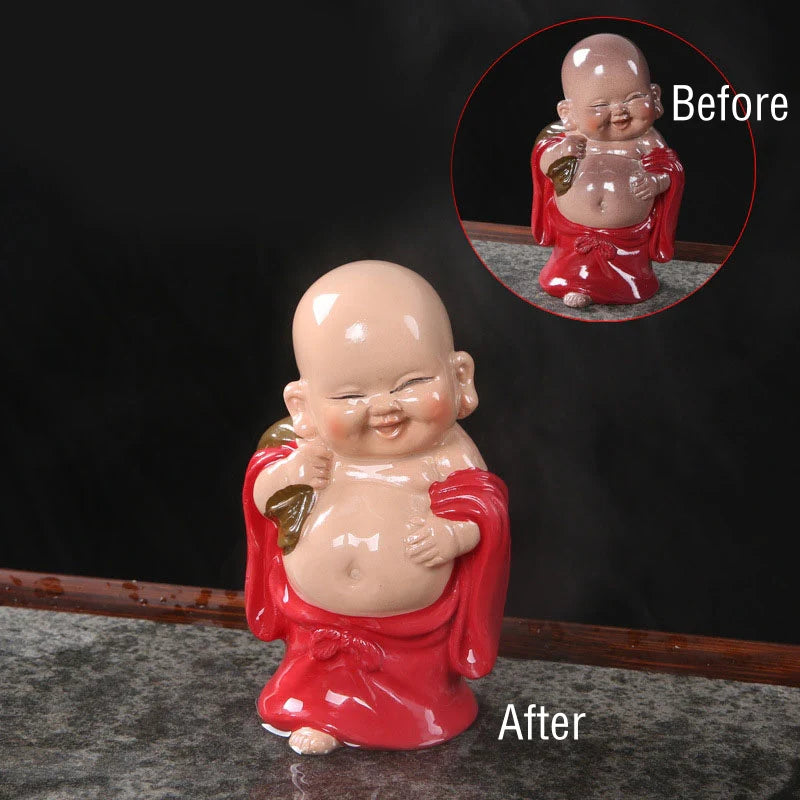 Buddha Stones Color Changing Laughing Buddha Resin Tea Pet Wealth Home Figurine Decoration